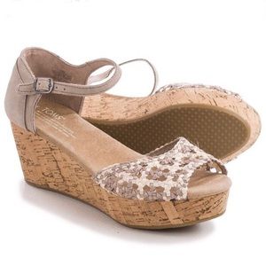 TOMS crochet neutral platform sandals